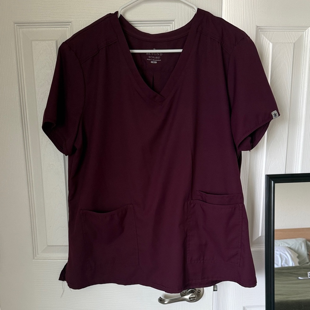 Beyond Scrubs Women's scrub top - wine